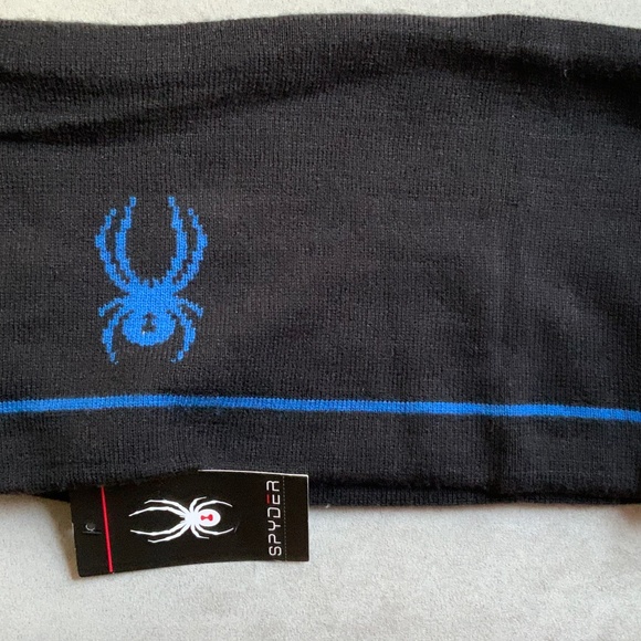 Spyder Jacquard Logo Stripe Gaitor Neck Warmer Men’s Black & Blue Color OS NWT - Picture 7 of 12